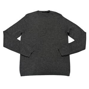 Donna Karan Men Dark Gray 100% Wool Sweater Crewneck Minimalist Luxury XL Preppy